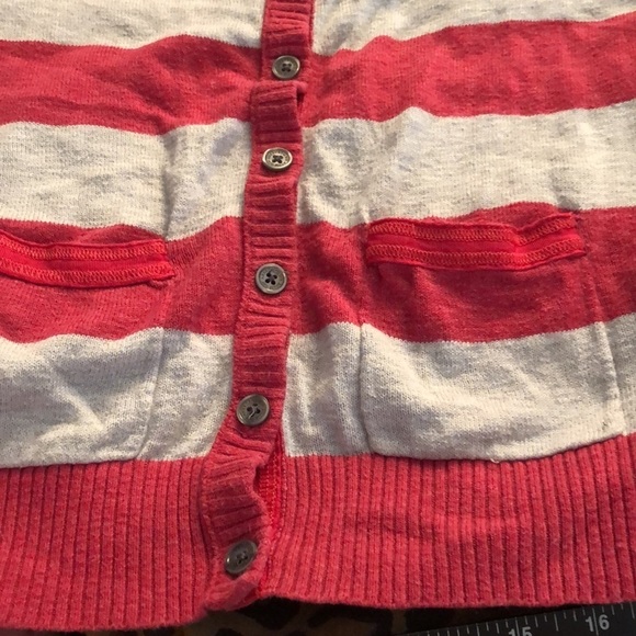 Abercrombie & Finch size small pink / gray striped cardigan - Picture 4 of 7